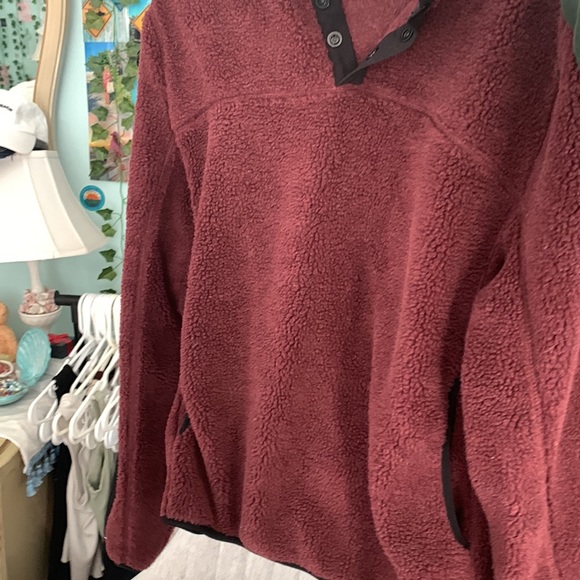 size small red half button sweater - Picture 3 of 5
